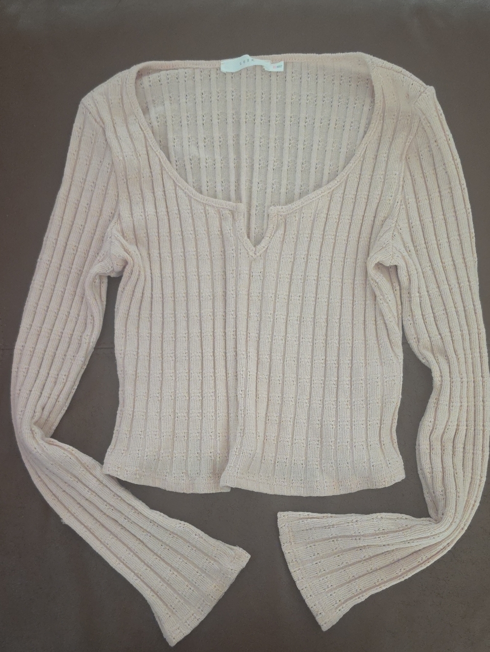 Crop V Neck Ribbed Sweater